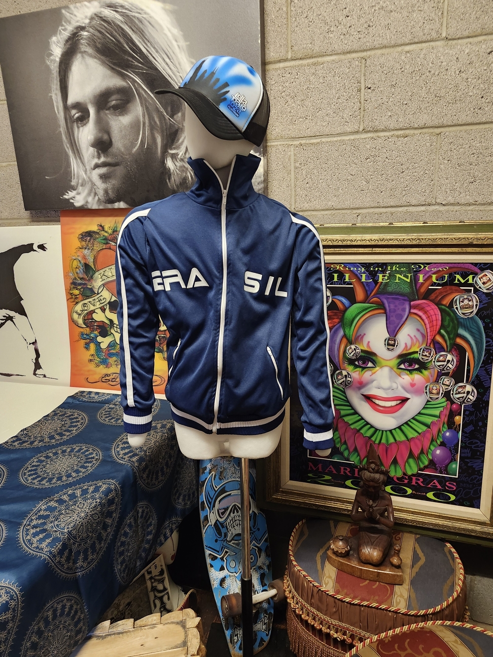 Vintage Brasil Soccer Blue & White Track Jacket